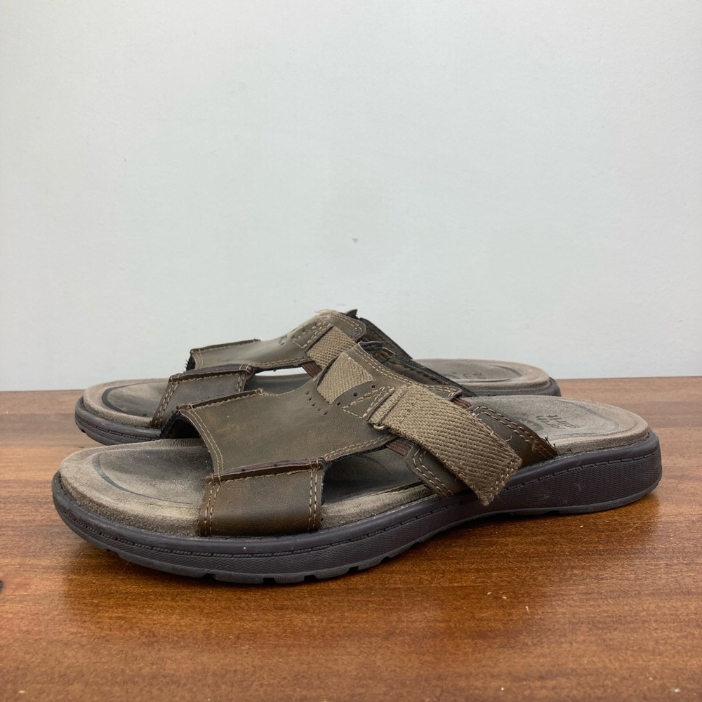 Earth Spirit Men's Slide Sandals Shoes Size 8 Adjustable Faux Leather Brown.